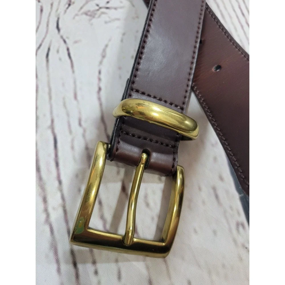 Unbranded Leather Belt Classic Professional Minimalist Dress Dark Brown Size 44